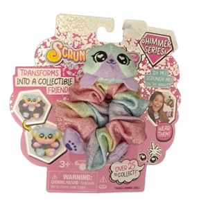 ScrunchMiez Shimmer Series - Pastel Cat Print Hair Scrunchy & Clip